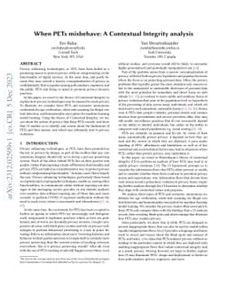 When PETs misbehave: A Contextual Integrity analysis