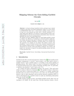 Skipping Scheme for Gate-hiding Garbled Circuits