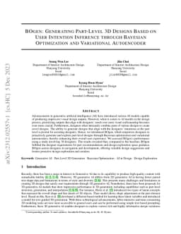 BOgen: Generating Part-Level 3D Designs Based on User Intention
  Inference through Bayesian Optimization and Variational Autoencoder