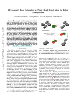 6D Assembly Pose Estimation by Point Cloud Registration for Robot
  Manipulation