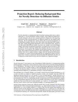 Projection Regret: Reducing Background Bias for Novelty Detection via
  Diffusion Models