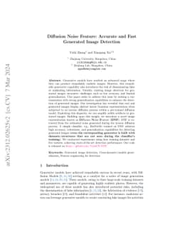 Diffusion Noise Feature: Accurate and Fast Generated Image Detection