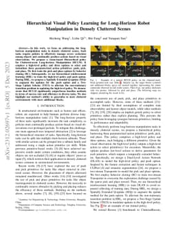 Hierarchical Visual Policy Learning for Long-Horizon Robot Manipulation
  in Densely Cluttered Scenes
