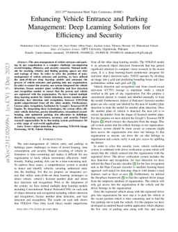 Enhancing Vehicle Entrance and Parking Management: Deep Learning
  Solutions for Efficiency and Security
