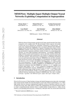 MIMONets: Multiple-Input-Multiple-Output Neural Networks Exploiting
  Computation in Superposition
