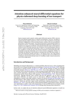 Attention-enhanced neural differential equations for physics-informed
  deep learning of ion transport