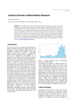 Literature Review of Mixed Reality Research