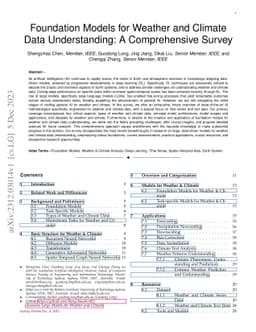 Foundation Models for Weather and Climate Data Understanding: A
  Comprehensive Survey