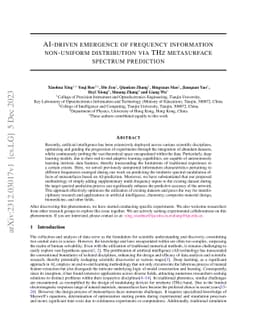 AI-driven emergence of frequency information non-uniform distribution
  via THz metasurface spectrum prediction