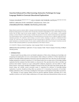 Assertion Enhanced Few-Shot Learning: Instructive Technique for Large
  Language Models to Generate Educational Explanations
