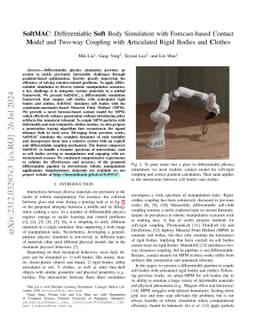 SoftMAC: Differentiable Soft Body Simulation with Forecast-based Contact Model and Two-way Coupling with Articulated Rigid Bodies and Clothes