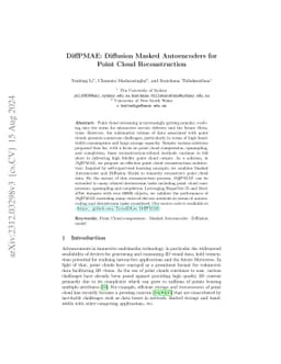 DiffPMAE: Diffusion Masked Autoencoders for Point Cloud Reconstruction