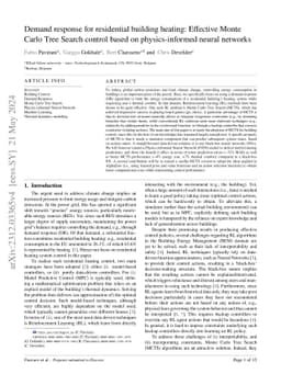 Demand response for residential building heating: Effective Monte Carlo
  Tree Search control based on physics-informed neural networks