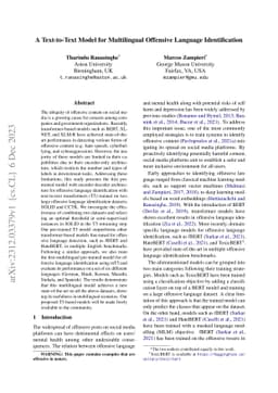 A Text-to-Text Model for Multilingual Offensive Language Identification