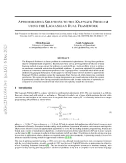 Approximating Solutions to the Knapsack Problem using the Lagrangian
  Dual Framework