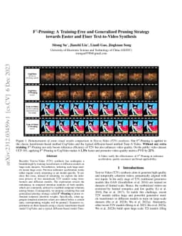 F3-Pruning: A Training-Free and Generalized Pruning Strategy towards
  Faster and Finer Text-to-Video Synthesis