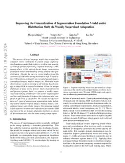 Improving the Generalization of Segmentation Foundation Model under
  Distribution Shift via Weakly Supervised Adaptation