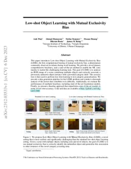 Low-shot Object Learning with Mutual Exclusivity Bias