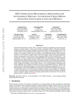 GPT-4 Enhanced Multimodal Grounding for Autonomous Driving: Leveraging
  Cross-Modal Attention with Large Language Models
