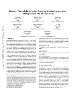 Holmes: Towards Distributed Training Across Clusters with Heterogeneous
  NIC Environment
