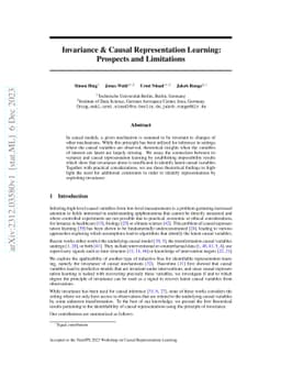 Invariance & Causal Representation Learning: Prospects and Limitations