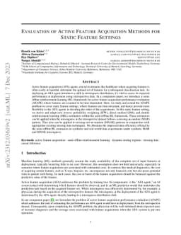 Evaluation of Active Feature Acquisition Methods for Static Feature
  Settings