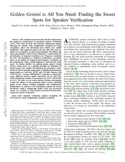 Golden Gemini is All You Need: Finding the Sweet Spots for Speaker
  Verification