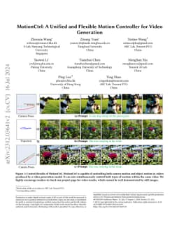 MotionCtrl: A Unified and Flexible Motion Controller for Video
  Generation