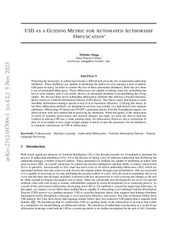 UID as a Guiding Metric for Automated Authorship Obfuscation