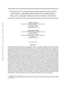 Content-Localization based System for Analyzing Sentiment and Hate
  Behaviors in Low-Resource Dialectal Arabic: English to Levantine and Gulf