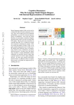 Cognitive Dissonance: Why Do Language Model Outputs Disagree with
  Internal Representations of Truthfulness?