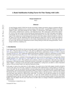 A Rank Stabilization Scaling Factor for Fine-Tuning with LoRA