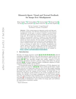 Mismatch Quest: Visual and Textual Feedback for Image-Text Misalignment