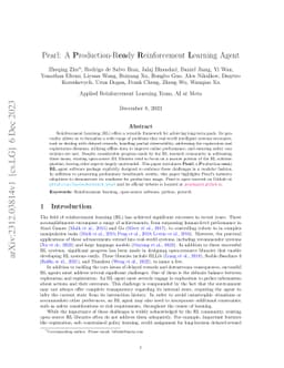 Pearl: A Production-ready Reinforcement Learning Agent