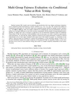 Multi-Group Fairness Evaluation via Conditional Value-at-Risk Testing