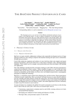 The BigCode Project Governance Card