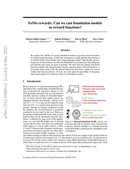 FoMo Rewards: Can we cast foundation models as reward functions?