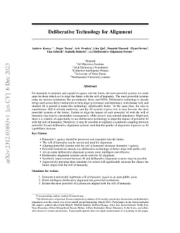 Deliberative Technology for Alignment