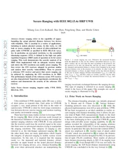 Secure Ranging with IEEE 802.15.4z HRP UWB