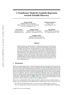 A Transformer Model for Symbolic Regression towards Scientific Discovery