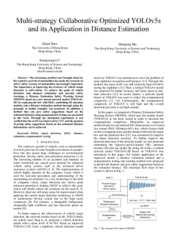 Multi-strategy Collaborative Optimized YOLOv5s and its Application in
  Distance Estimation