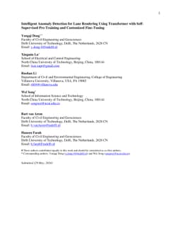 Intelligent Anomaly Detection for Lane Rendering Using Transformer with Self-Supervised Pre-Training and Customized Fine-Tuning