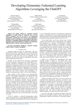 Developing Elementary Federated Learning Algorithms Leveraging the
  ChatGPT