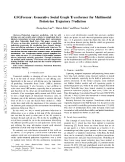GSGFormer: Generative Social Graph Transformer for Multimodal Pedestrian
  Trajectory Prediction
