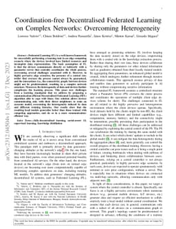 Coordination-free Decentralised Federated Learning on Complex Networks:
  Overcoming Heterogeneity