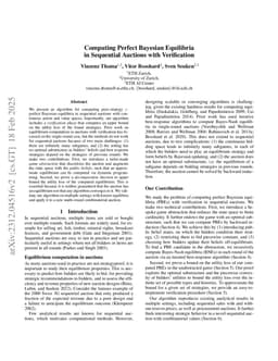 Computing Perfect Bayesian Equilibria in Sequential Auctions with Verification
