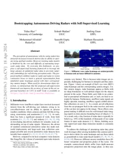 Bootstrapping Autonomous Driving Radars with Self-Supervised Learning