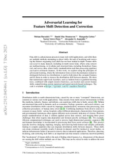 Adversarial Learning for Feature Shift Detection and Correction