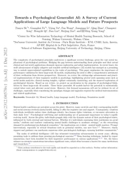 Towards a Psychological Generalist AI: A Survey of Current Applications
  of Large Language Models and Future Prospects