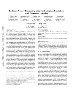 FedGeo: Privacy-Preserving User Next Location Prediction with Federated
  Learning